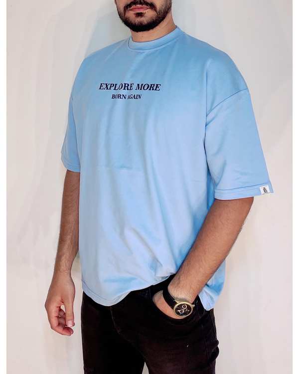 تی شرت مردانه اورسایز آبی دیورسو Diverso کد 4692 - تصویر 3