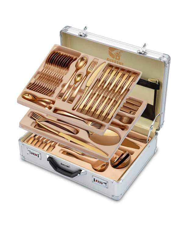 سرویس قاشق و چنگال 141 پارچه رز گلد جی فی نی GIFFINI مدل G-741 لاکچری