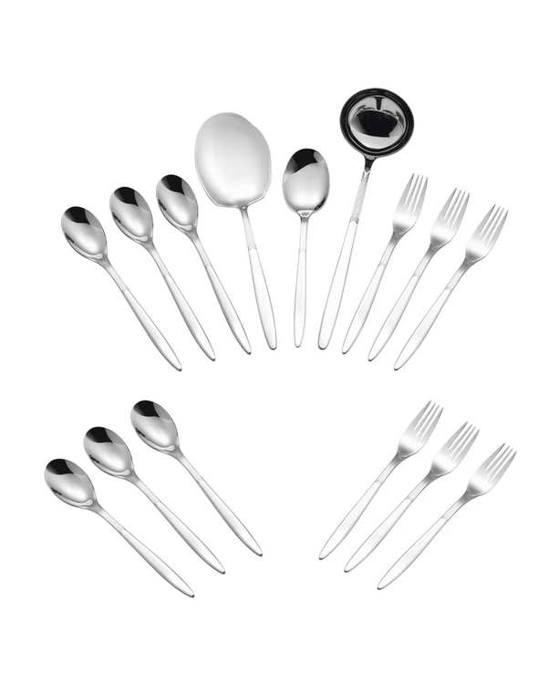 سرویس قاشق و چنگال 15 پارچه نقره ای مات جی فی نی GIFFINI مدل 02