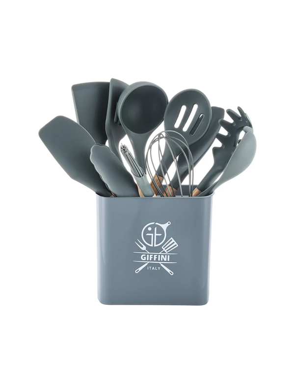 سرویس کفگیر و ملاقه 12 پارچه طوسی تیره جی فی نی GIFFINI مدل G-012