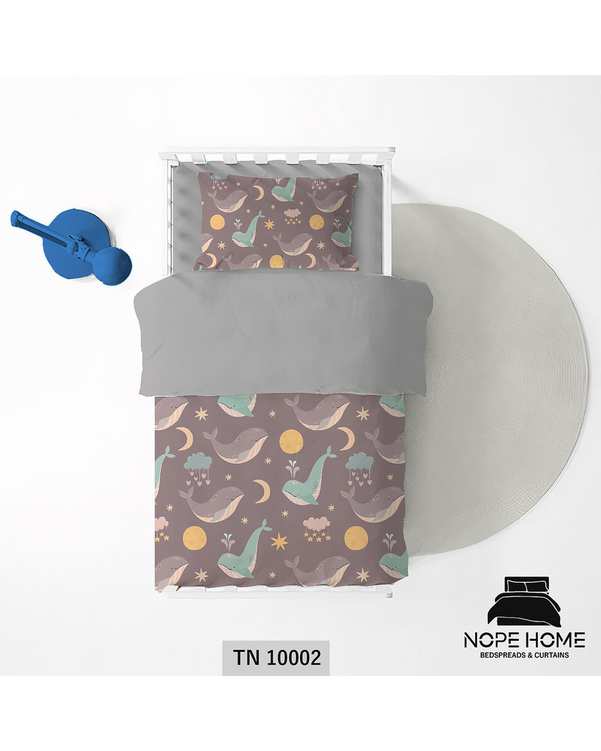سرویس لحاف روتختی یک نفره 5 تکه کودک نوپه هوم Nopehome طرح نهنگ کد TN10002
