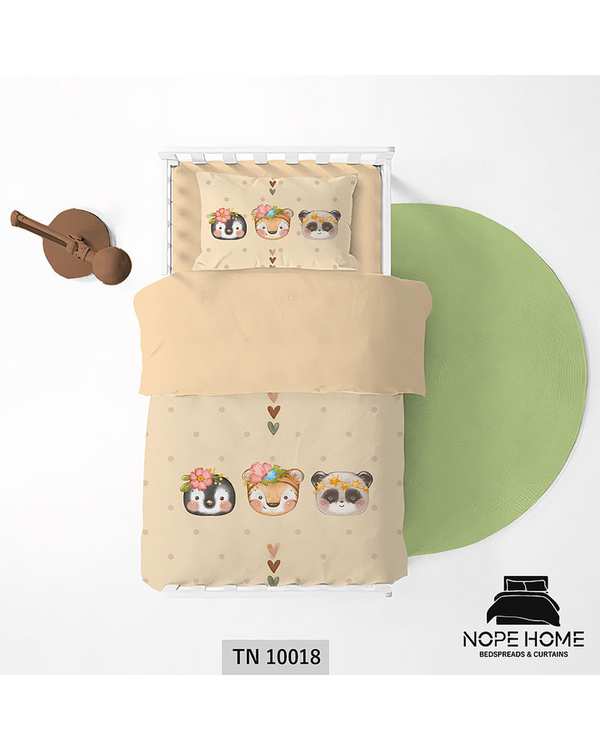 سرویس لحاف روتختی یک نفره 5 تکه کودک نوپه هوم Nopehome طرح عروسک و قلب کد TN10018