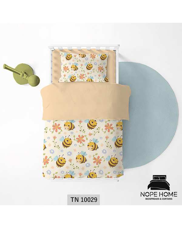 سرویس لحاف روتختی یک نفره 5 تکه کودک نوپه هوم Nopehome طرح زنبور کد TN10029