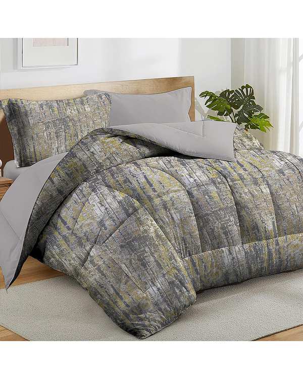 سرویس لحاف روتختی دو نفره 8 تکه طوسی طلایی نوپه هوم Nopehome طرح مخمل شانل پتینه کد LOTI