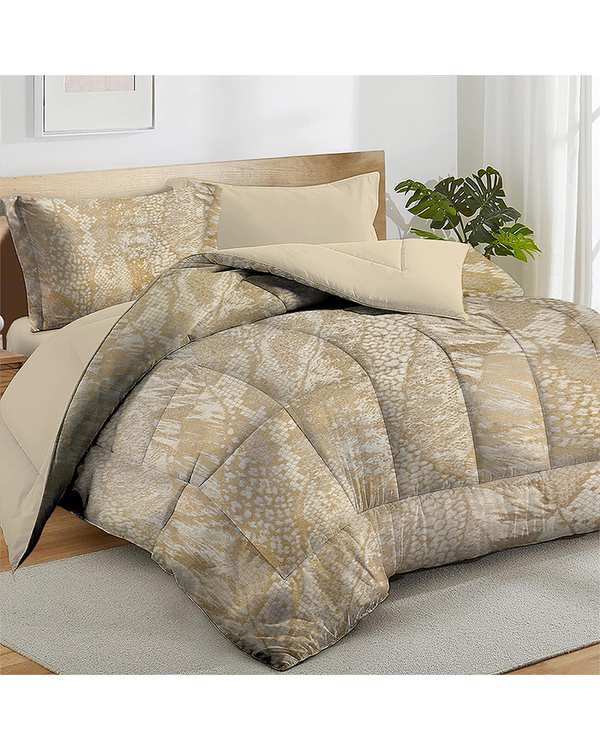سرویس لحاف روتختی دو نفره 8 تکه طلایی نوپه هوم Nopehome طرح مخمل شانل طلاکوب پوست ماری کد EOTI