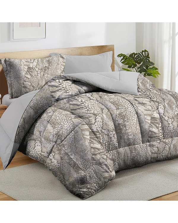 سرویس لحاف روتختی دو نفره 8 تکه طوسی طلایی نوپه هوم Nopehome طرح مخمل شانل طلاکوب پوست ماری کد EOTE