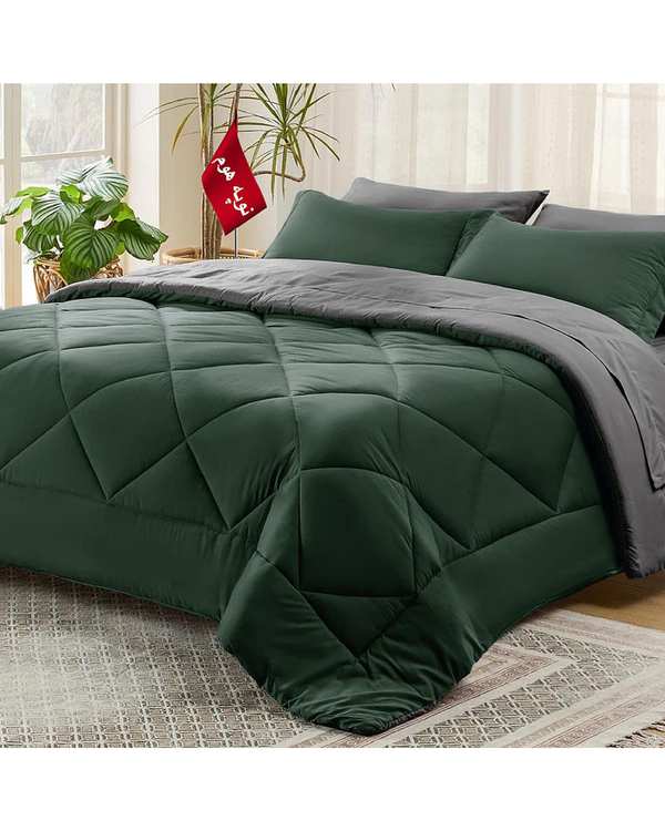 سرویس لحاف روتختی مینیمال دو نفره 6 تکه سبز طوسی نوپه هوم Nopehome طرح لوزی کد 156