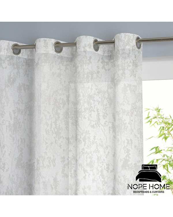 پرده حریر کتان نوپه هوم Nopehome مدل پانچی طرح محو مینیمال رنگ استخوانی کد MO03 - تصویر 2