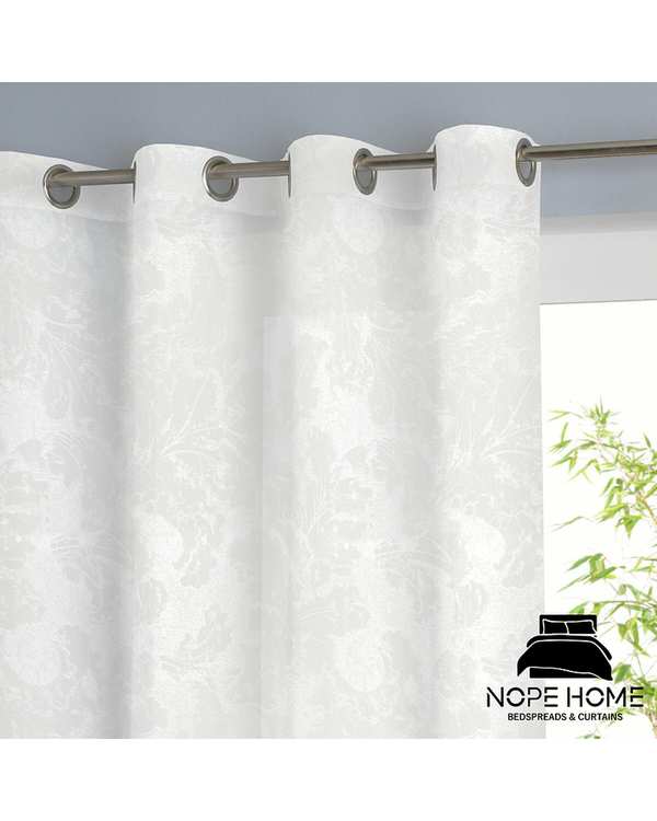 پرده حریر کتان نوپه هوم Nopehome مدل پانچی طرح محو مینیمال رنگ استخوانی کد MO20 - تصویر 2