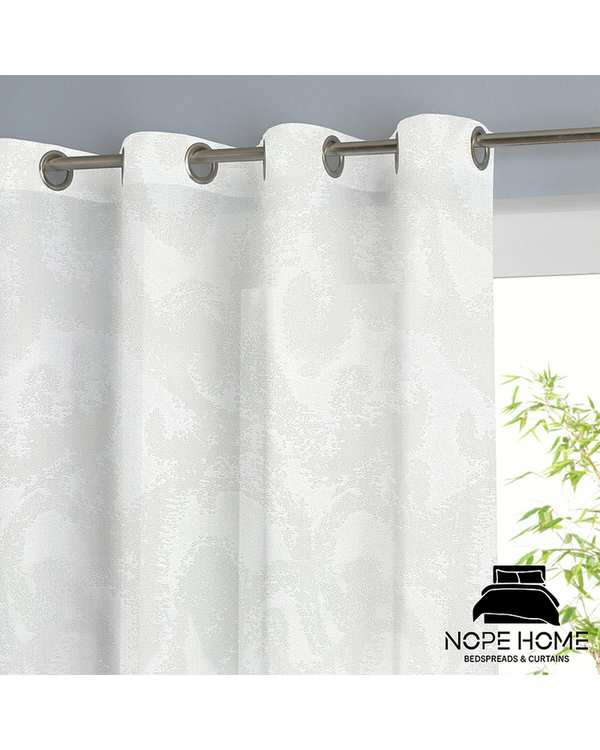 پرده حریر کتان نوپه هوم Nopehome مدل پانچی طرح محو مینیمال رنگ استخوانی کد MO8 - تصویر 2