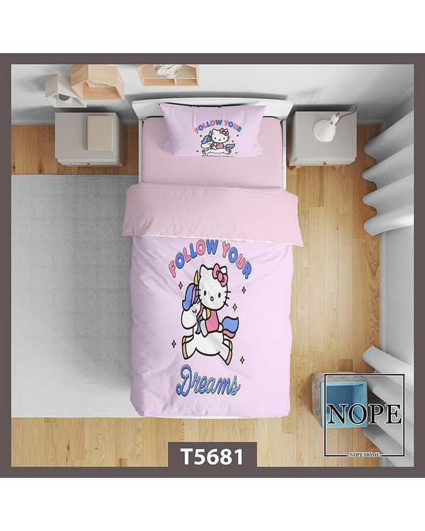 سرویس لحاف روتختی کودک یک نفره 5 تکه نوپه هوم Nopehome طرح هلو کیتی کد T5681