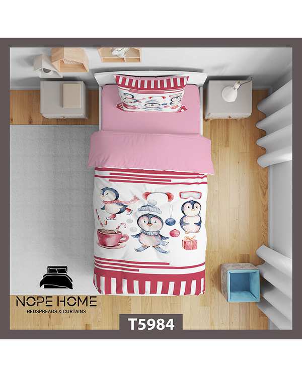 سرویس لحاف روتختی کودک یک نفره 5 تکه نوپه هوم Nopehome طرح پنگوئن کد T5984