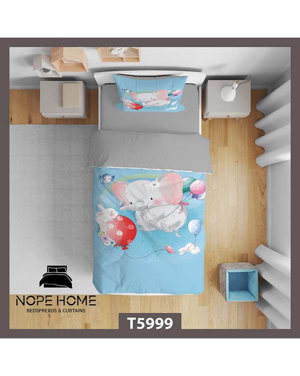 سرویس لحاف روتختی کودک یک نفره 5 تکه نوپه هوم Nopehome طرح فیل و خرگوش کد T5999
