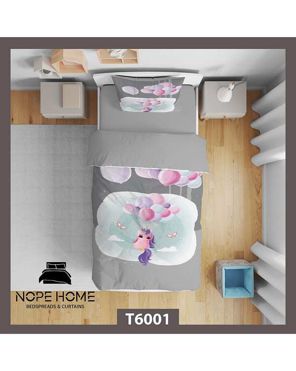 سرویس لحاف روتختی کودک یک نفره 5 تکه نوپه هوم Nopehome طرح تک شاخ و بادکنک کد T6001