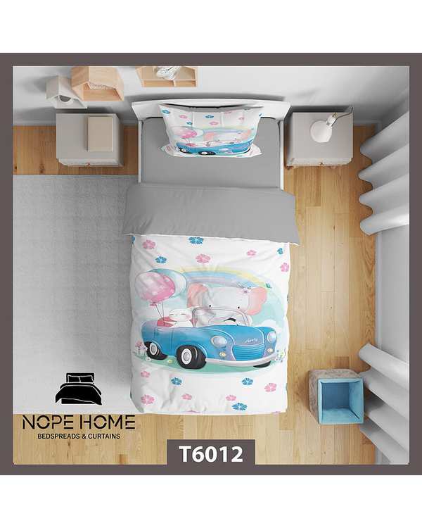 سرویس لحاف روتختی کودک یک نفره 5 تکه نوپه هوم Nopehome طرح فیل و ماشین کد T6012