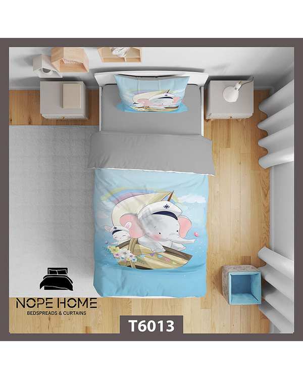 سرویس لحاف روتختی کودک یک نفره 5 تکه نوپه هوم Nopehome طرح فیل و قایق کد T6013