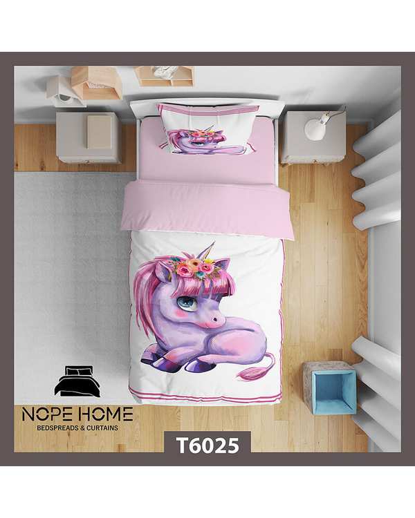 سرویس لحاف روتختی کودک یک نفره 5 تکه نوپه هوم Nopehome طرح یونیکورن کد T6025