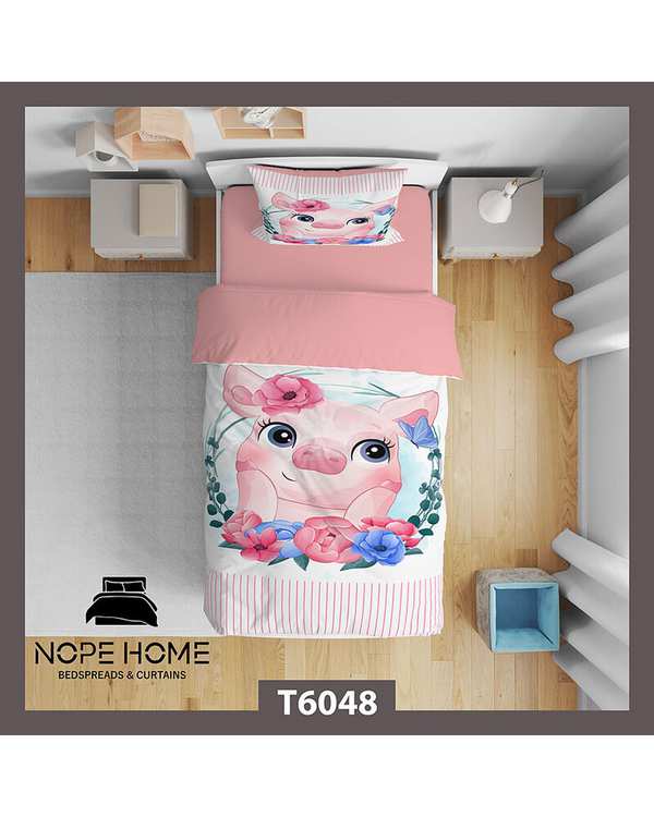 سرویس لحاف روتختی کودک یک نفره 5 تکه نوپه هوم Nopehome طرح خوک کد T6048