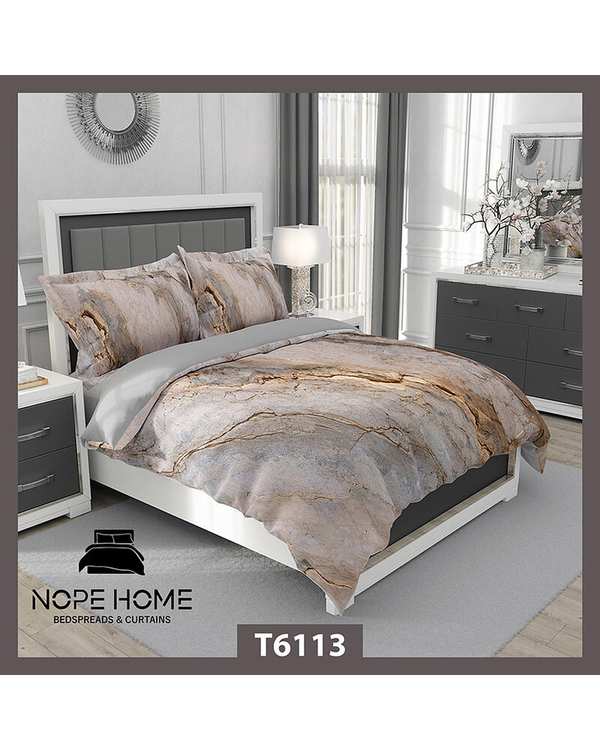 سرویس لحاف روتختی یک نفره 5 تکه نوپه هوم Nopehome طرح پتینه مرمر مدرن کد T6113