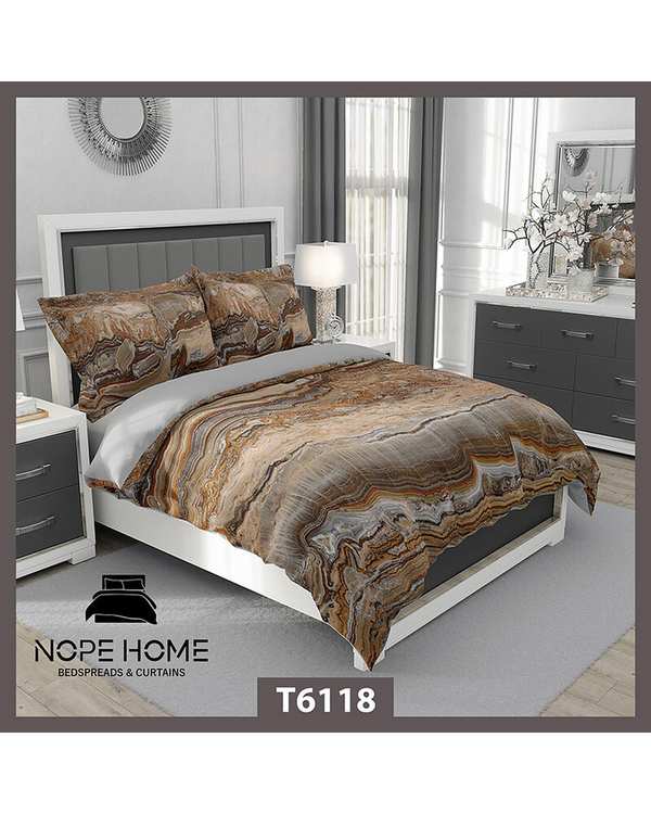 سرویس لحاف روتختی یک نفره 5 تکه نوپه هوم Nopehome طرح مرمر مدرن کد T6118
