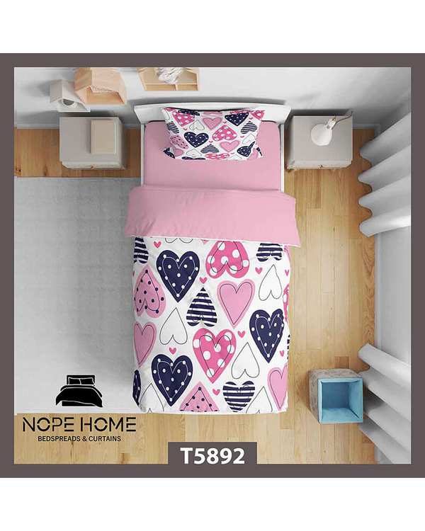 سرویس لحاف روتختی کودک یک نفره 5 تکه نوپه هوم Nopehome طرح قلب کد T5892