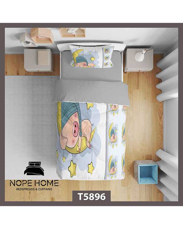 سرویس لحاف روتختی کودک یک نفره 5 تکه نوپه هوم Nopehome طرح خوک کد T5896