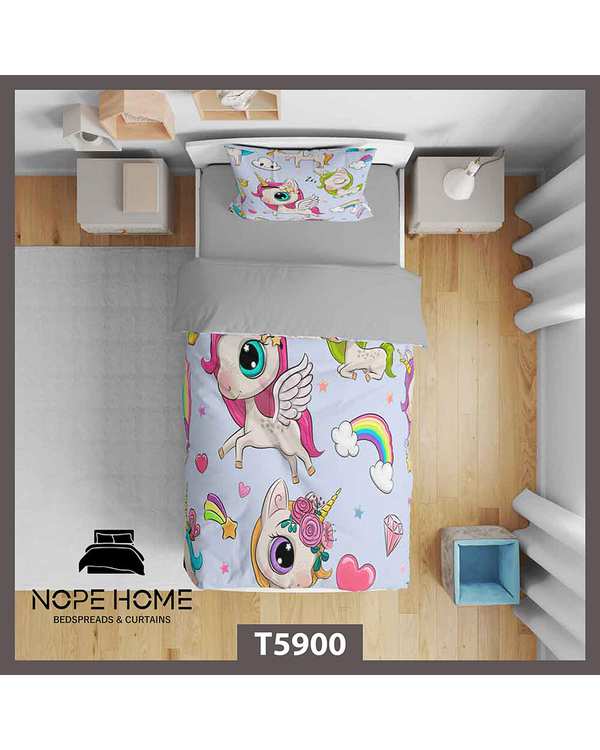 سرویس لحاف روتختی کودک یک نفره 5 تکه نوپه هوم Nopehome طرح یونیکورن کد T5900