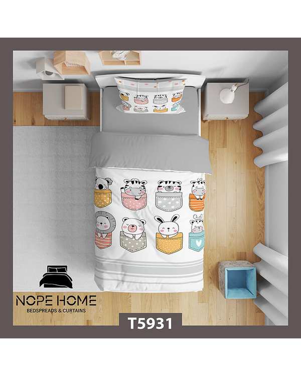 سرویس لحاف روتختی کودک یک نفره 5 تکه نوپه هوم Nopehome طرح حیوانات کد T5931