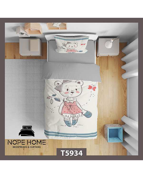 سرویس لحاف روتختی کودک یک نفره 5 تکه نوپه هوم Nopehome طرح خرس کد T5934