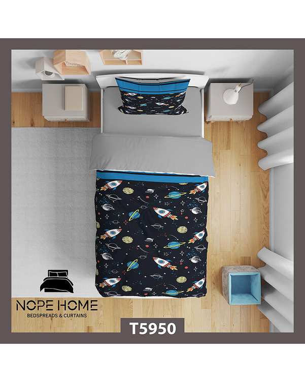 سرویس لحاف روتختی کودک یک نفره 5 تکه نوپه هوم Nopehome طرح فضایی کد T5950