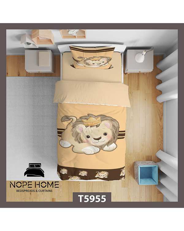 سرویس لحاف روتختی کودک یک نفره 5 تکه نوپه هوم Nopehome طرح شیر کد T5955