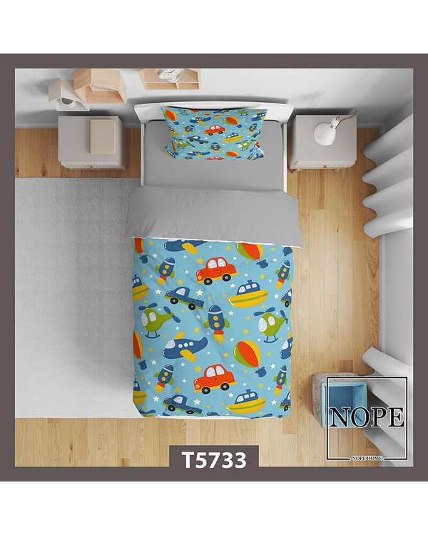 سرویس لحاف روتختی کودک یک نفره 5 تکه نوپه هوم Nopehome طرح ماشین کد T5733