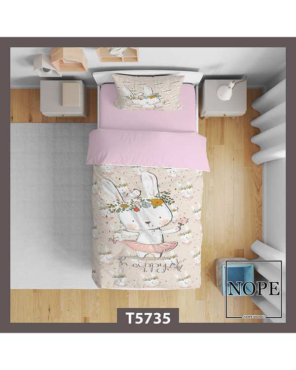 سرویس لحاف روتختی کودک یک نفره 5 تکه نوپه هوم Nopehome طرح خرگوش کد T5735