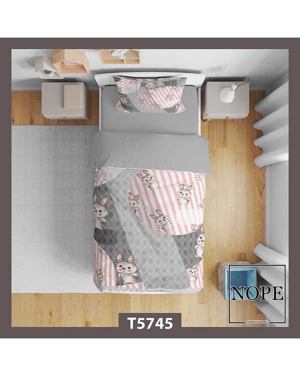 سرویس لحاف روتختی کودک یک نفره 5 تکه نوپه هوم Nopehome طرح خرگوش کد T5745