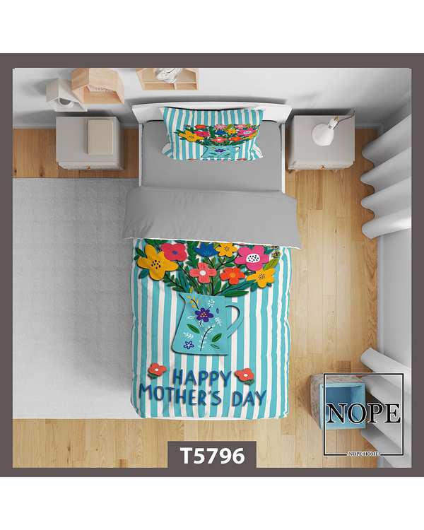 سرویس لحاف روتختی کودک یک نفره 5 تکه نوپه هوم Nopehome طرح گلدون کد T5796
