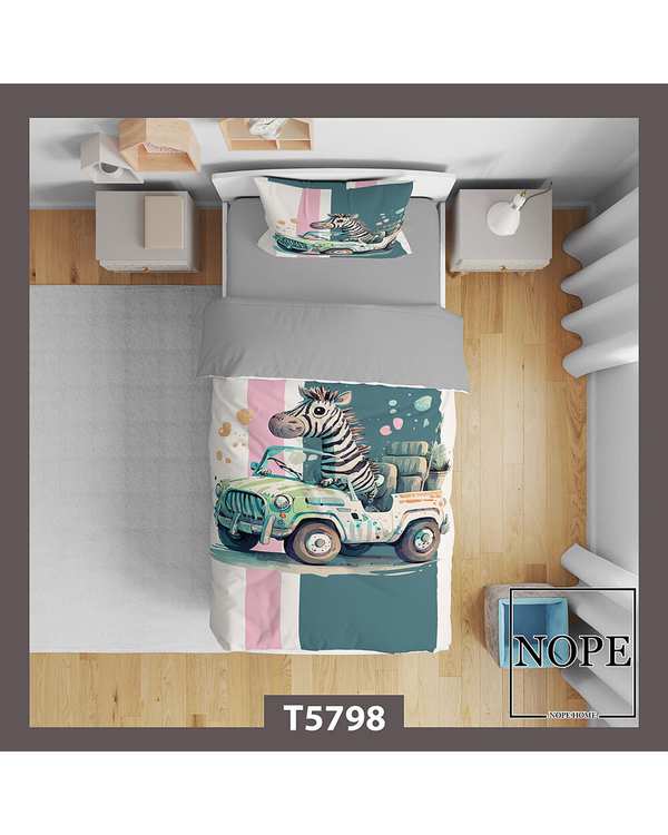 سرویس لحاف روتختی کودک یک نفره 5 تکه نوپه هوم Nopehome طرح گورخر کارتونی کد T5798