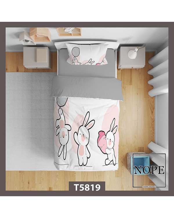 سرویس لحاف روتختی کودک یک نفره 5 تکه نوپه هوم Nopehome طرح خرگوش کد T5819