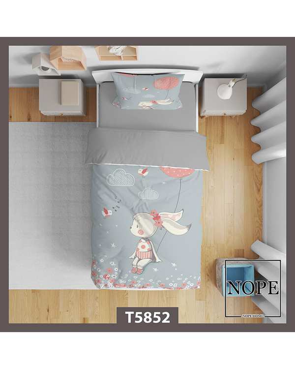 سرویس لحاف روتختی کودک یک نفره 5 تکه نوپه هوم Nopehome طرح خرگوش و بادکنک کد T5852