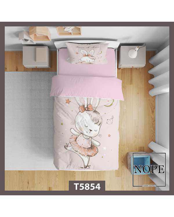 سرویس لحاف روتختی کودک یک نفره 5 تکه نوپه هوم Nopehome طرح بچگانه خرگوش کد T5854