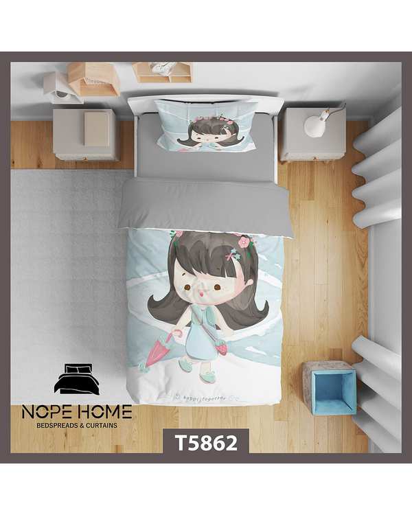سرویس لحاف روتختی کودک یک نفره 5 تکه نوپه هوم Nopehome طرح فانتزی دخترانه کد T5862