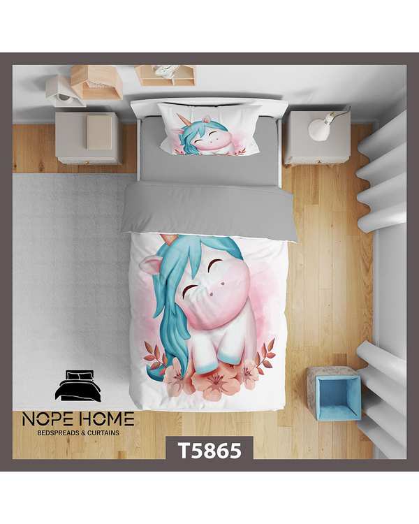 سرویس لحاف روتختی کودک یک نفره 5 تکه نوپه هوم Nopehome طرح یونیکورن فانتزی کد T5865