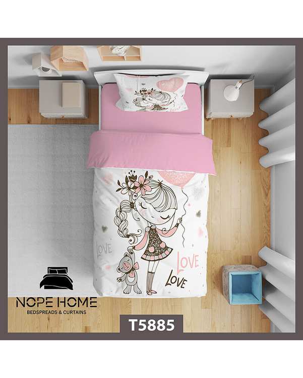 سرویس لحاف روتختی کودک یک نفره 5 تکه نوپه هوم Nopehome طرح بچگانه دخترانه کد T5885