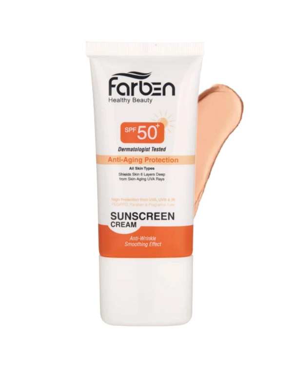 کرم ضد آفتاب ضد چروک رنگی SPF50 فاربن Farben حجم 50ml