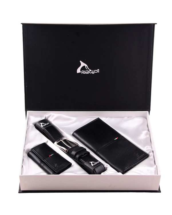 ست هدیه چرم مردانه مشکی چرم بارز Charm Barez کد DS55HB