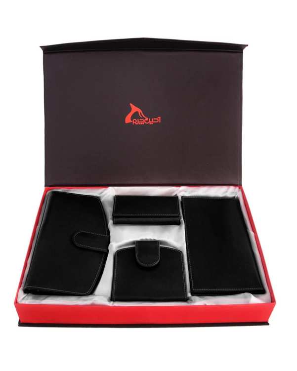 ست هدیه چرم مشکی چرم بارز Charm Barez مدل DS23.1