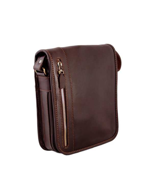 کیف چرم مردانه رودوشی قهوه ای چرم بارز Charm Barez مدل DG26.nw - تصویر 5