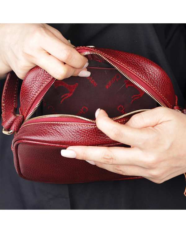 کیف چرم زنانه رودوشی زرشکی چرم بارز Charm Barez مدل DG80.1 - تصویر 5