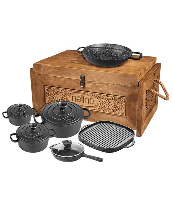 سرویس چدن 10 پارچه با جعبه چوبی نالینو Nalino مدل bona