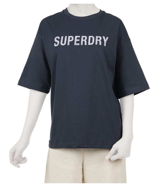 تی شرت زنانه اورسایز سرمه ای سوپردرای Superdry کد W10S52103N