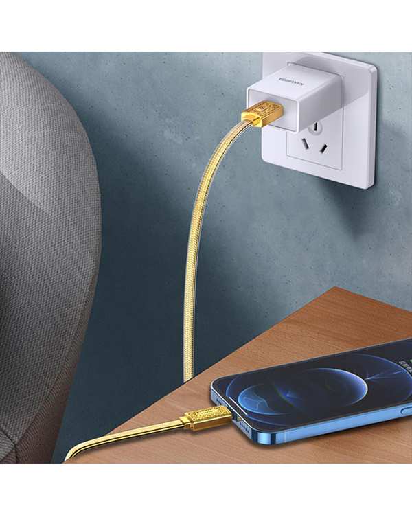 کابل شارژ لایتنینگ طلایی کاکوسیگا Kakusiga مدل KSC-801 - تصویر 4
